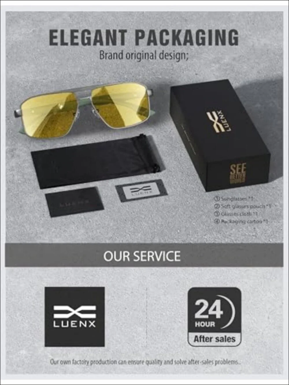 Polarized Square Aviator Sunglasses UV400 Anti-Glare Night Driving